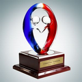 Art Glass Partners In Crime Award with Rosewood Base